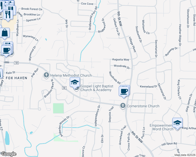 map of restaurants, bars, coffee shops, grocery stores, and more near 507 Laurel Woods Trail in Helena