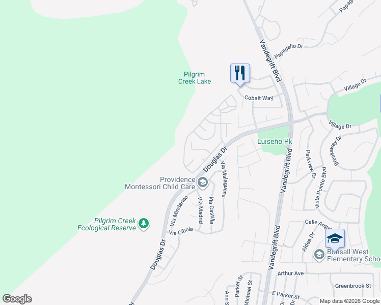 map of restaurants, bars, coffee shops, grocery stores, and more near 1465 Salem Court in Oceanside