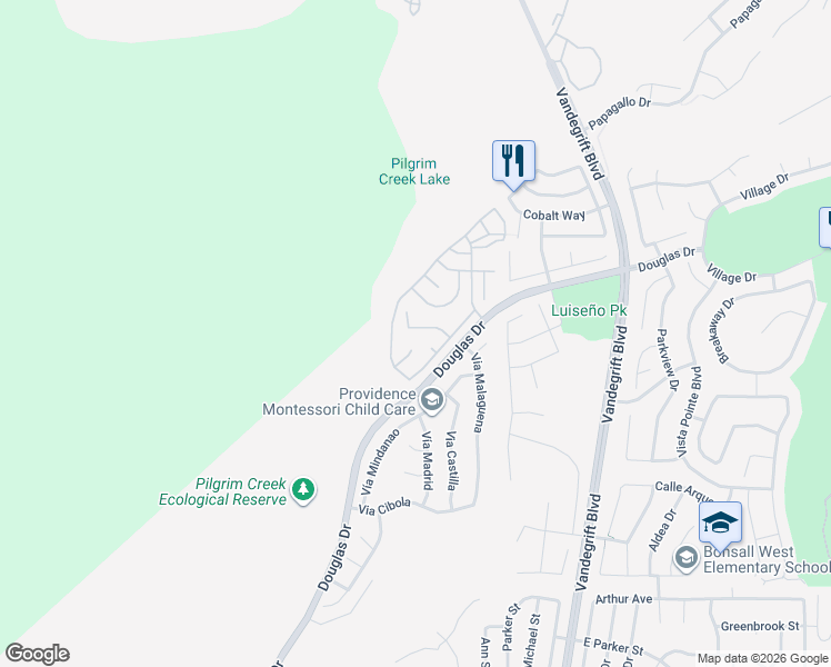 map of restaurants, bars, coffee shops, grocery stores, and more near 1457 Salem Court in Oceanside