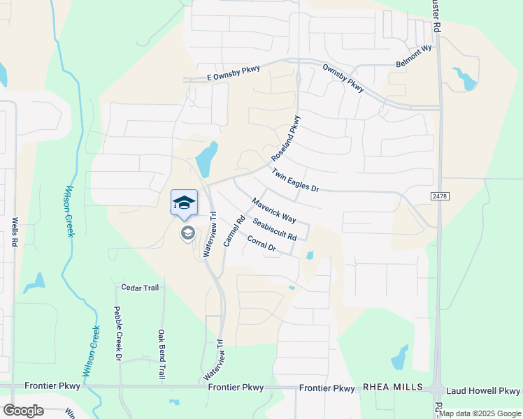 map of restaurants, bars, coffee shops, grocery stores, and more near 2705 Maverick Way in McKinney
