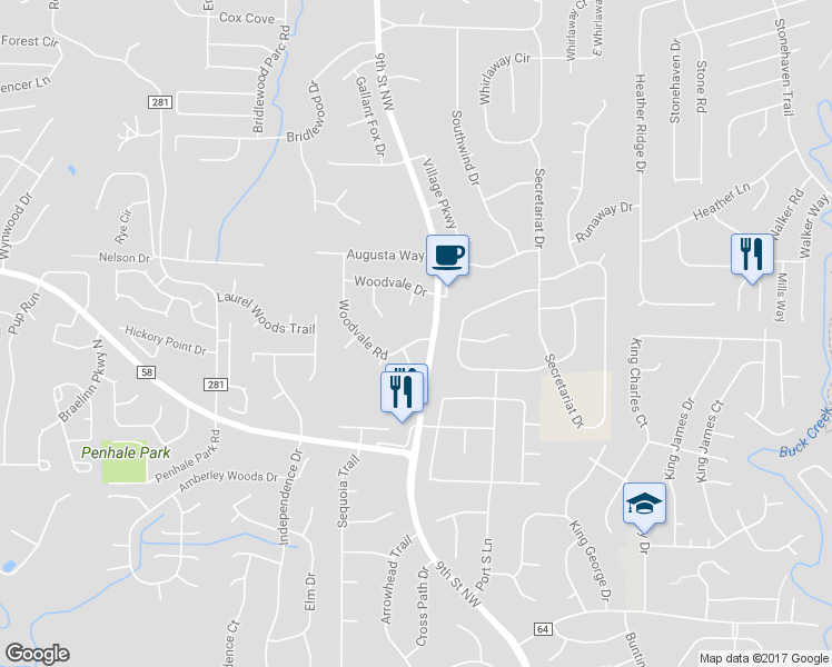 map of restaurants, bars, coffee shops, grocery stores, and more near 6040 Woodvale Road in Helena