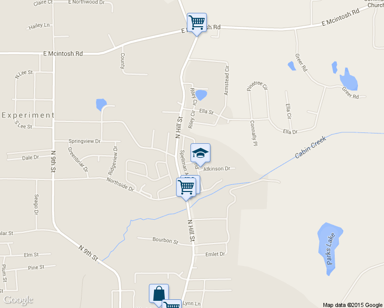 map of restaurants, bars, coffee shops, grocery stores, and more near 1405 Lincoln Road in Griffin