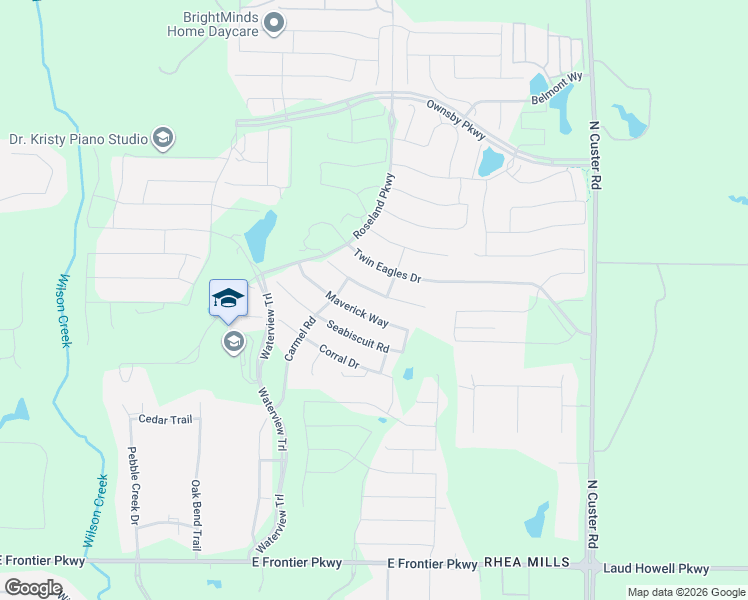 map of restaurants, bars, coffee shops, grocery stores, and more near 2806 Maverick Way in Celina