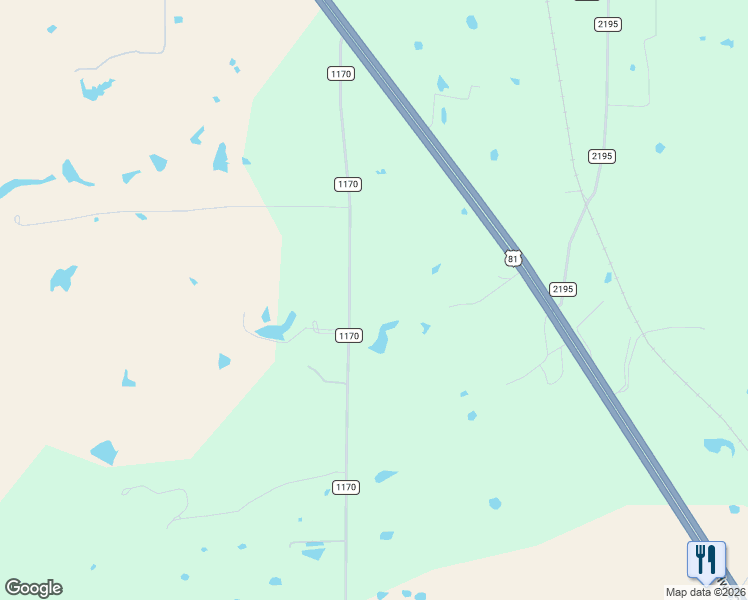 map of restaurants, bars, coffee shops, grocery stores, and more near 289 Co Road 1170 in Decatur