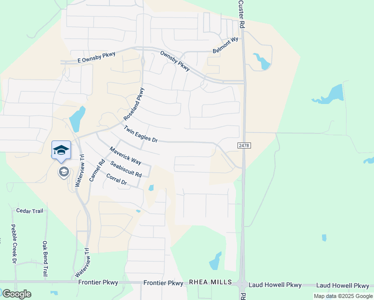 map of restaurants, bars, coffee shops, grocery stores, and more near 3117 Twin Eagles Drive in McKinney