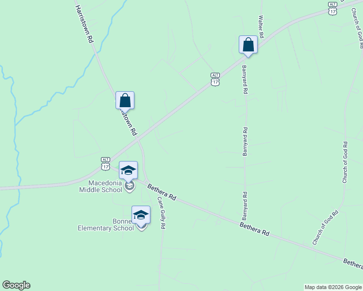 map of restaurants, bars, coffee shops, grocery stores, and more near 128 Crains Way in Bonneau