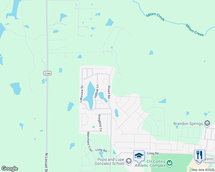 map of restaurants, bars, coffee shops, grocery stores, and more near 326 Stuart Road in Denton