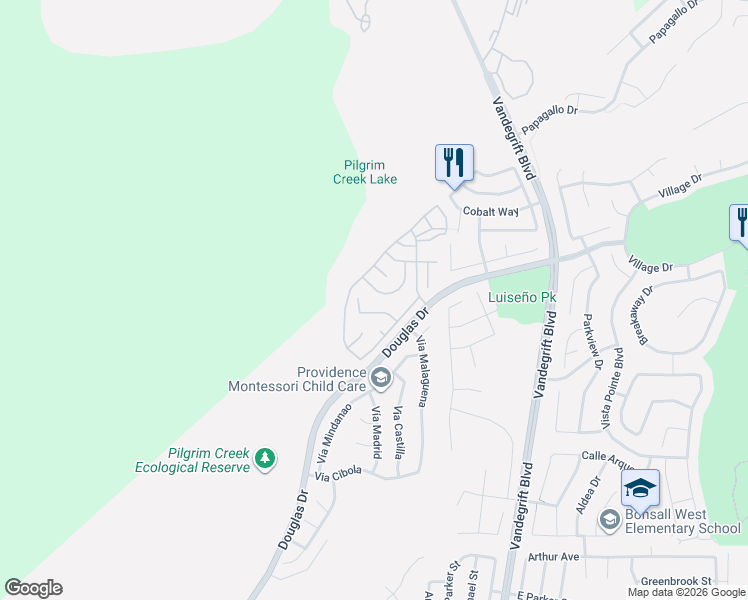 map of restaurants, bars, coffee shops, grocery stores, and more near 1465 Salem Court in Oceanside