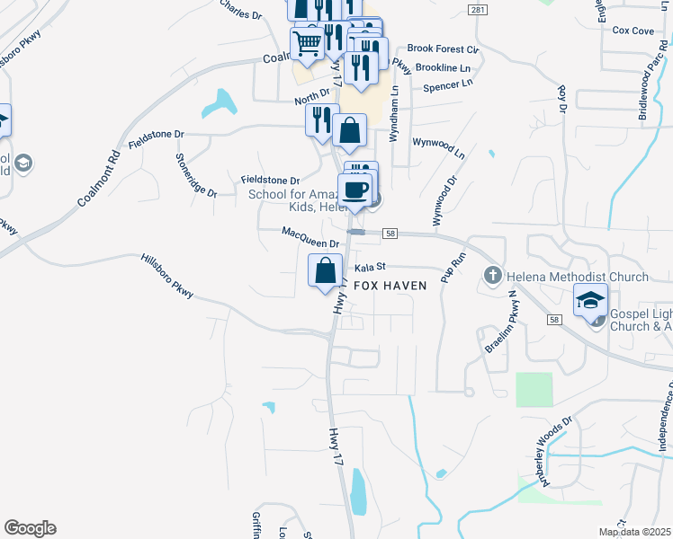 map of restaurants, bars, coffee shops, grocery stores, and more near 5324 Highway 17 in Helena