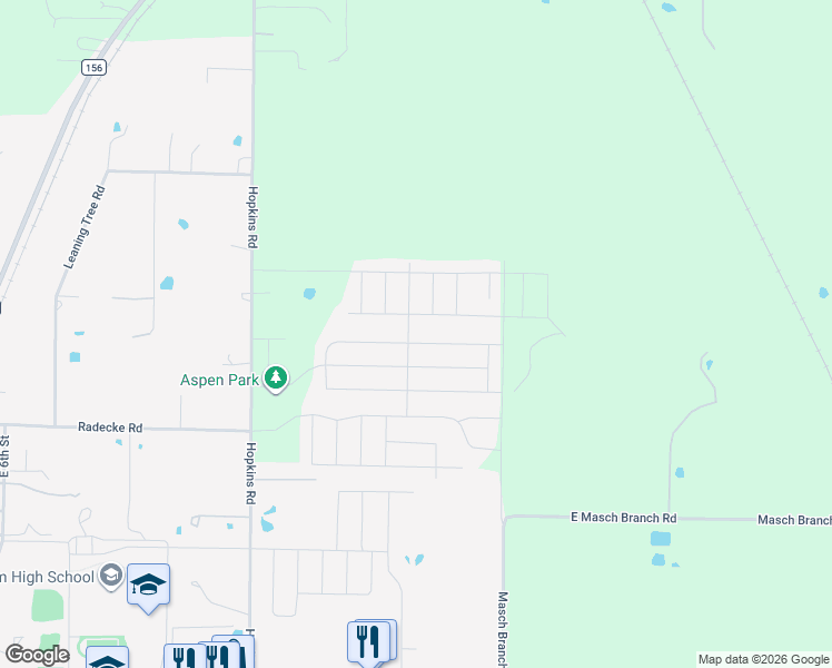 map of restaurants, bars, coffee shops, grocery stores, and more near 5201 Crystal Lake Avenue in Krum