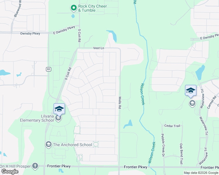 map of restaurants, bars, coffee shops, grocery stores, and more near 3725 Bridle Bend in Prosper
