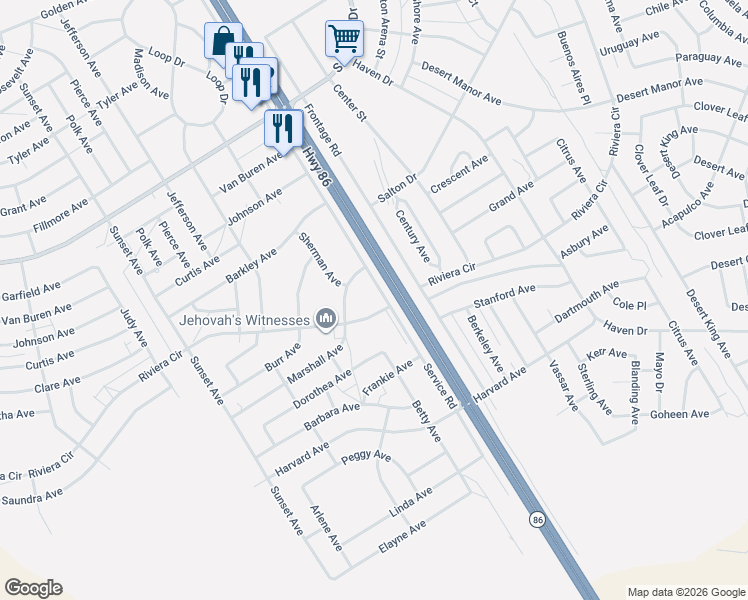 map of restaurants, bars, coffee shops, grocery stores, and more near 1201 Riviera Circle in Thermal
