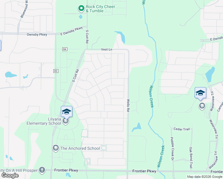 map of restaurants, bars, coffee shops, grocery stores, and more near 3453-3935 County Road 84 in Prosper