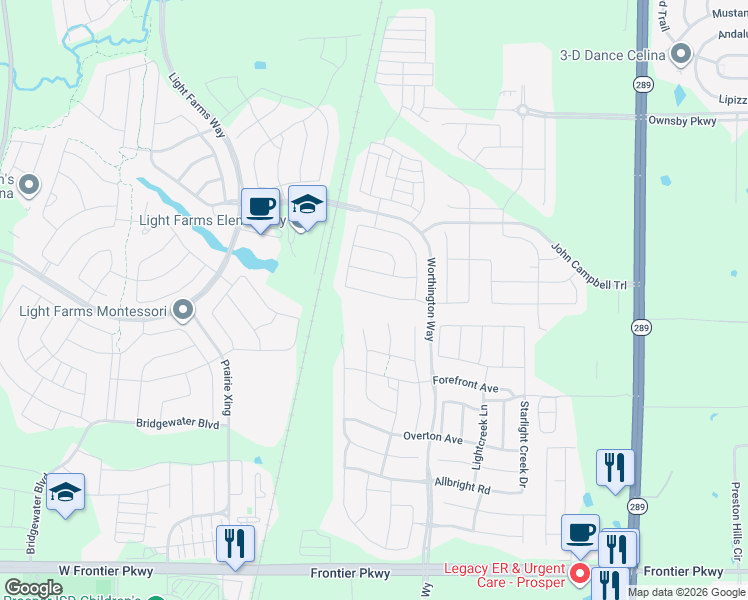 map of restaurants, bars, coffee shops, grocery stores, and more near 804 Harrington Lane in Celina