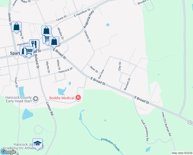 map of restaurants, bars, coffee shops, grocery stores, and more near 84 New Street in Sparta