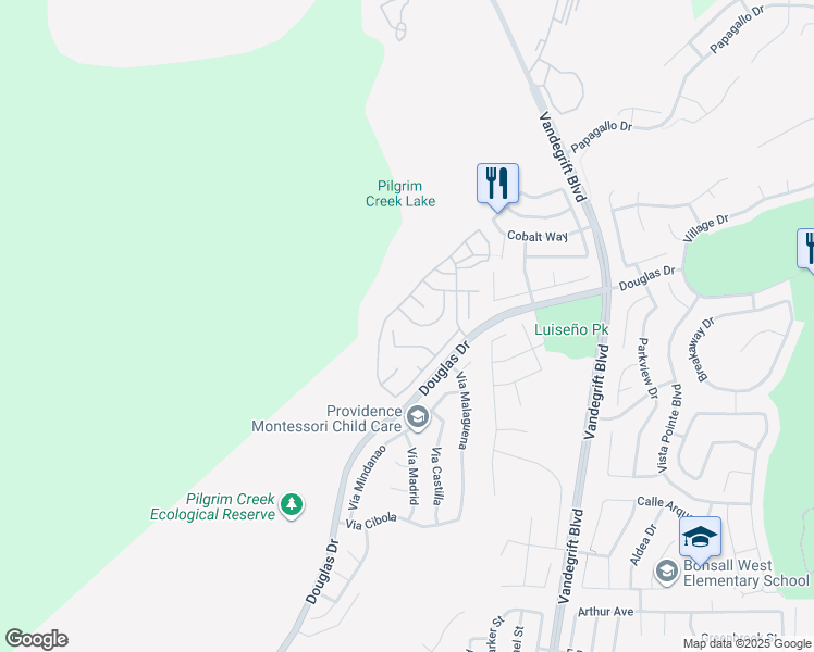 map of restaurants, bars, coffee shops, grocery stores, and more near 1479 Puritan Drive in Oceanside