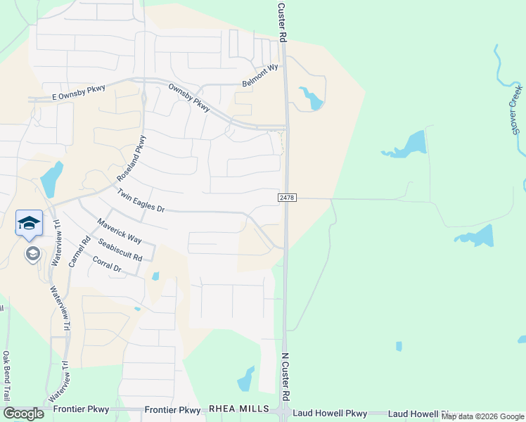 map of restaurants, bars, coffee shops, grocery stores, and more near 3308 Canonero Street in Celina