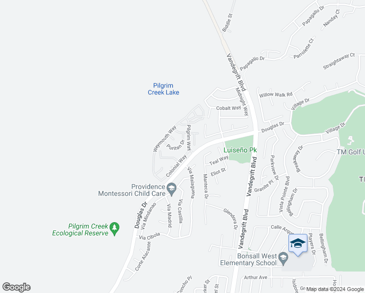 map of restaurants, bars, coffee shops, grocery stores, and more near 1447 Puritan Drive in Oceanside