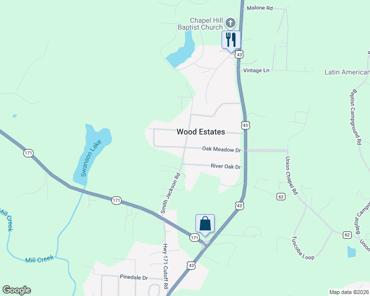 map of restaurants, bars, coffee shops, grocery stores, and more near 4607 Oak Meadow Drive in Northport