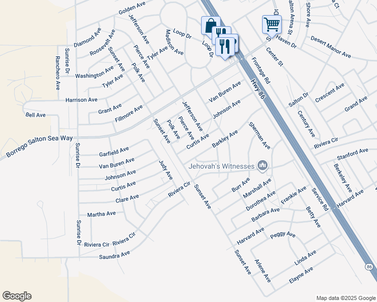 map of restaurants, bars, coffee shops, grocery stores, and more near 1291 Curtis Avenue in Thermal