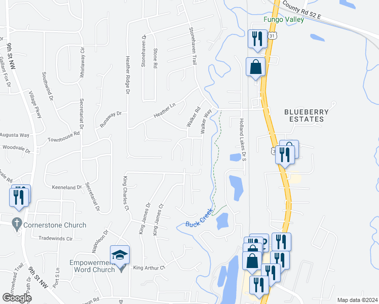 map of restaurants, bars, coffee shops, grocery stores, and more near 310 Mills Way in Pelham