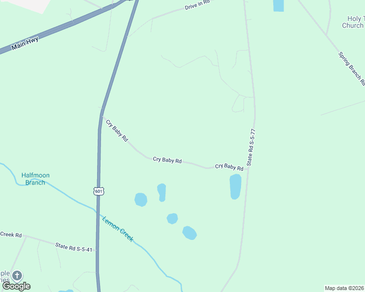 map of restaurants, bars, coffee shops, grocery stores, and more near 346 Cry Baby Road in Bamberg