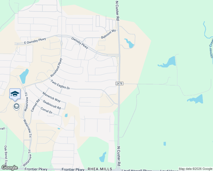 map of restaurants, bars, coffee shops, grocery stores, and more near 3308 Canonero Street in Celina