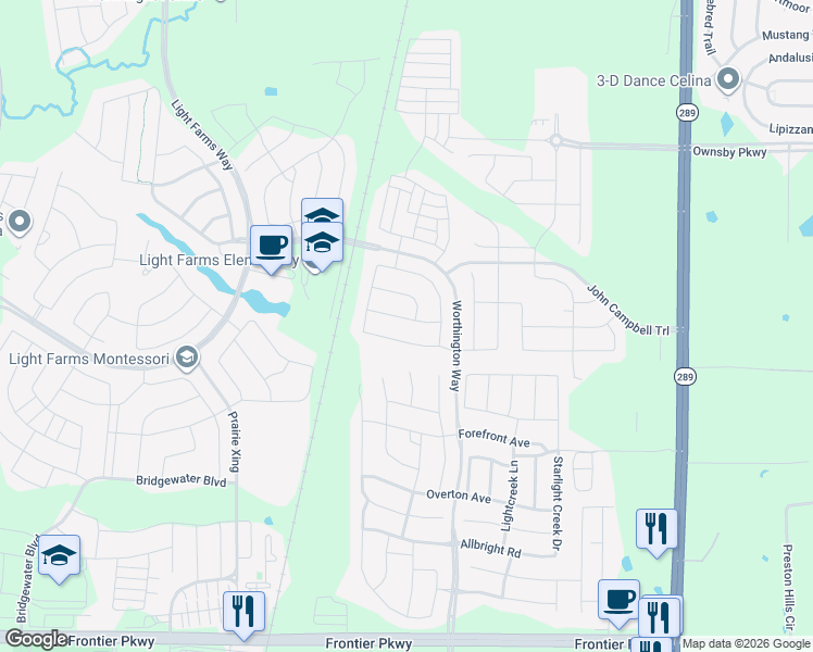 map of restaurants, bars, coffee shops, grocery stores, and more near 804 Harrington Lane in Celina