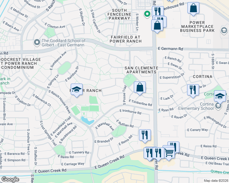 map of restaurants, bars, coffee shops, grocery stores, and more near 4564 East Cavalry Drive in Gilbert