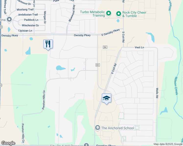 map of restaurants, bars, coffee shops, grocery stores, and more near 4054 Preston Hills Circle in Celina