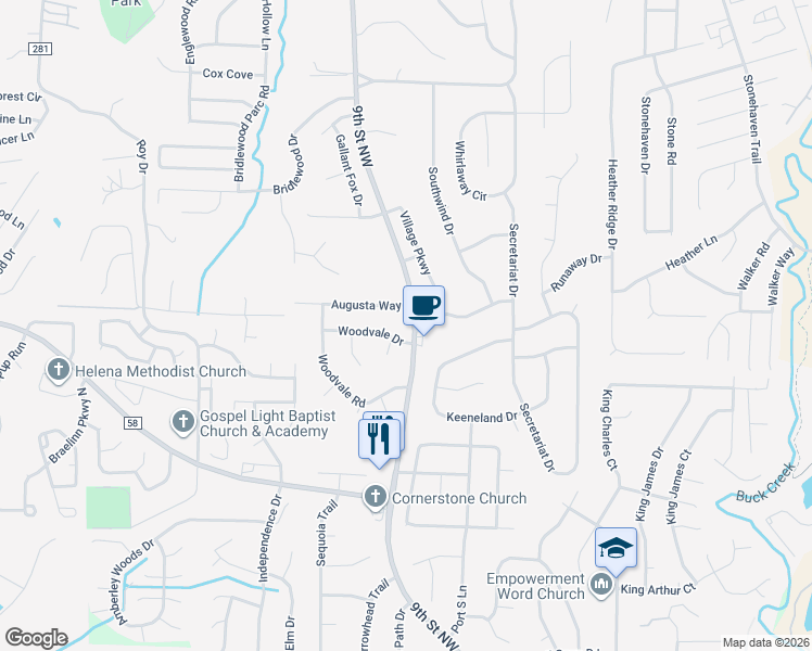 map of restaurants, bars, coffee shops, grocery stores, and more near 6065 Woodvale Drive in Helena