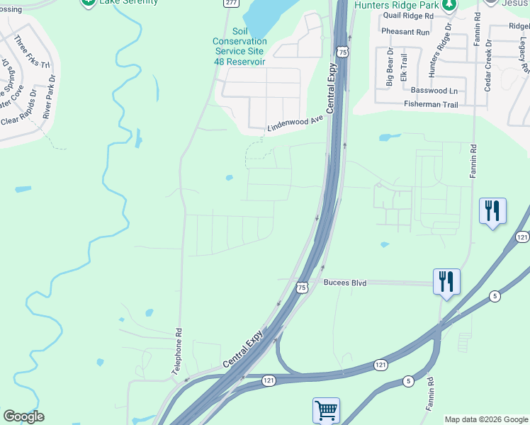 map of restaurants, bars, coffee shops, grocery stores, and more near 211 Fieldstone Dr in Melissa
