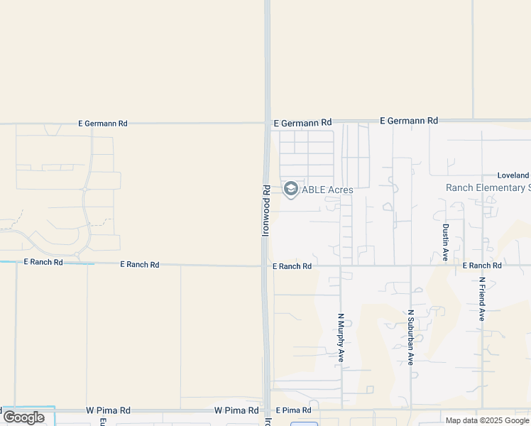 map of restaurants, bars, coffee shops, grocery stores, and more near Ironwood Road in Queen Creek