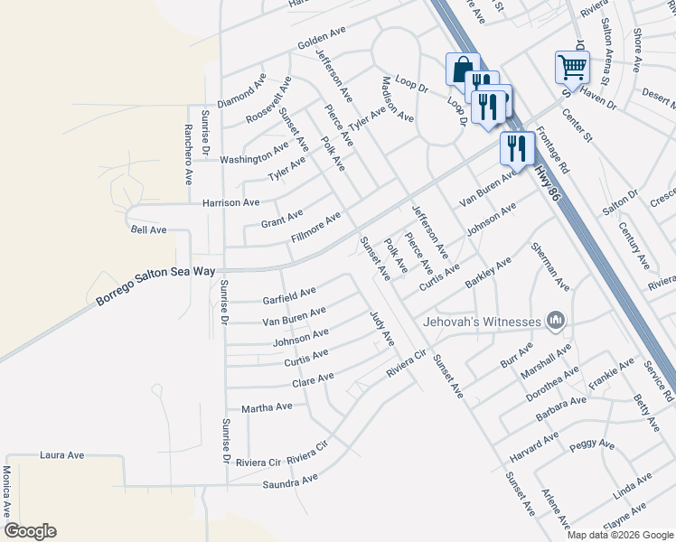 map of restaurants, bars, coffee shops, grocery stores, and more near 1315 Garfield Avenue in Thermal