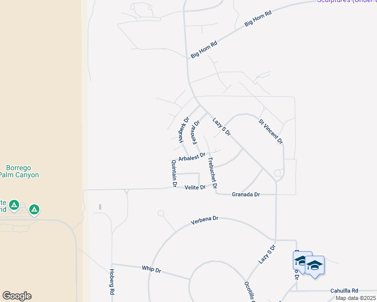 map of restaurants, bars, coffee shops, grocery stores, and more near 1981 Hauberk Drive in Borrego Springs