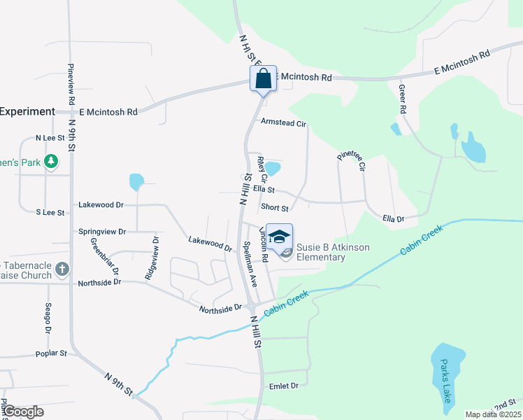 map of restaurants, bars, coffee shops, grocery stores, and more near Short Street in Griffin