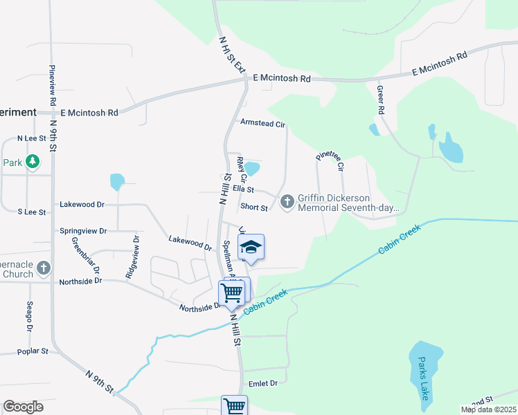 map of restaurants, bars, coffee shops, grocery stores, and more near Short Street in Griffin