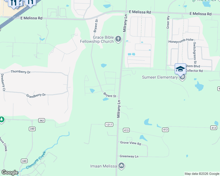 map of restaurants, bars, coffee shops, grocery stores, and more near 1926 Bryant Street in Melissa