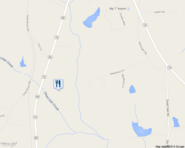 map of restaurants, bars, coffee shops, grocery stores, and more near 301 Meadows Drive in Senoia