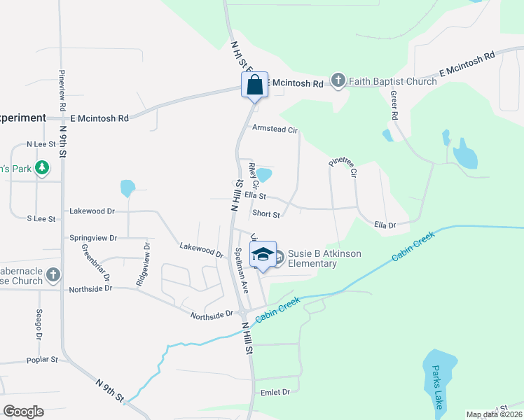 map of restaurants, bars, coffee shops, grocery stores, and more near 119 Short Street in Griffin
