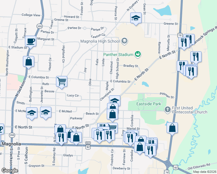map of restaurants, bars, coffee shops, grocery stores, and more near 900 Maple in Magnolia