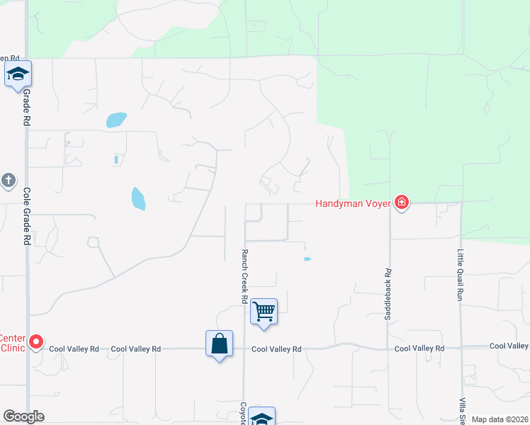 map of restaurants, bars, coffee shops, grocery stores, and more near 30830 Ranch Creek Road in Valley Center