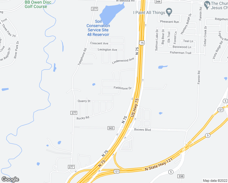 map of restaurants, bars, coffee shops, grocery stores, and more near 1913 Canyon Ln in Melissa