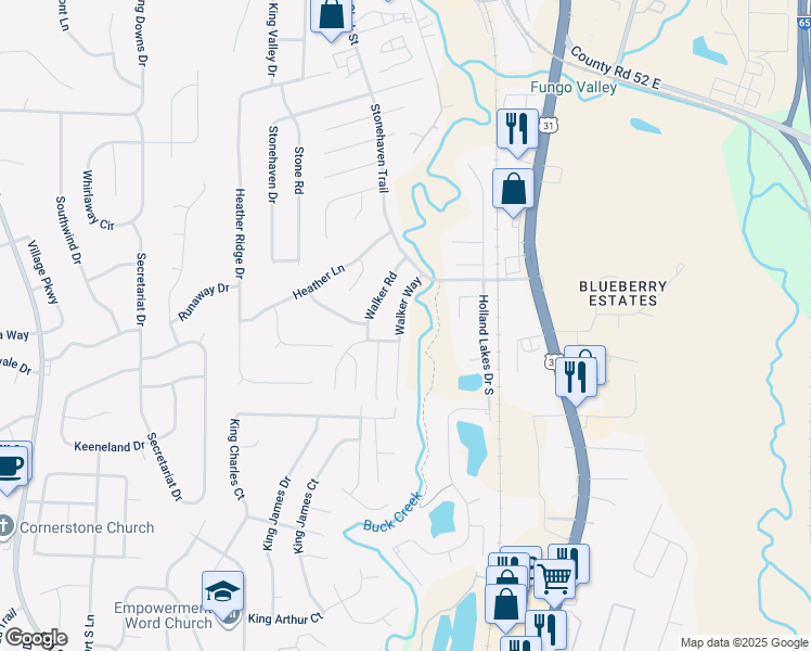 map of restaurants, bars, coffee shops, grocery stores, and more near 391 Walker Way in Pelham
