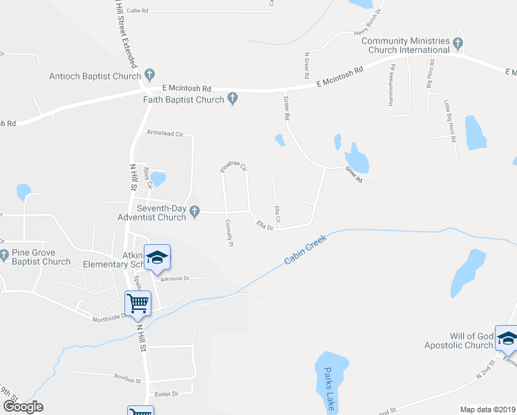 map of restaurants, bars, coffee shops, grocery stores, and more near 247 Pinetree Circle in Griffin