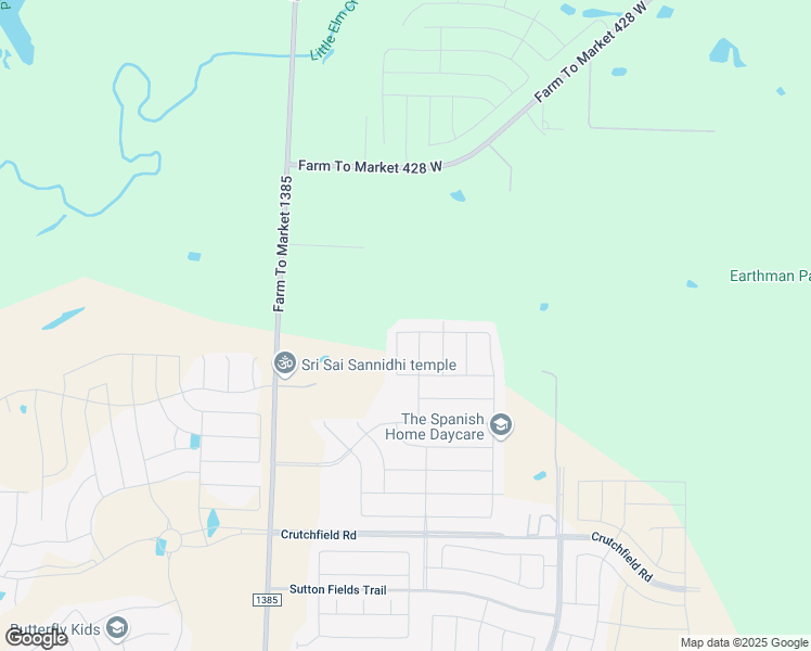 map of restaurants, bars, coffee shops, grocery stores, and more near Ranchette in Aubrey