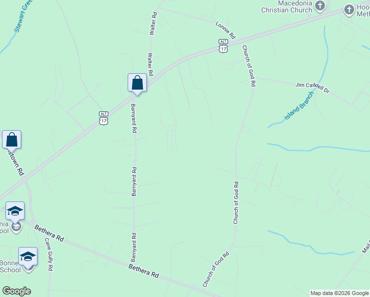 map of restaurants, bars, coffee shops, grocery stores, and more near 276 Rae Lane in Bonneau