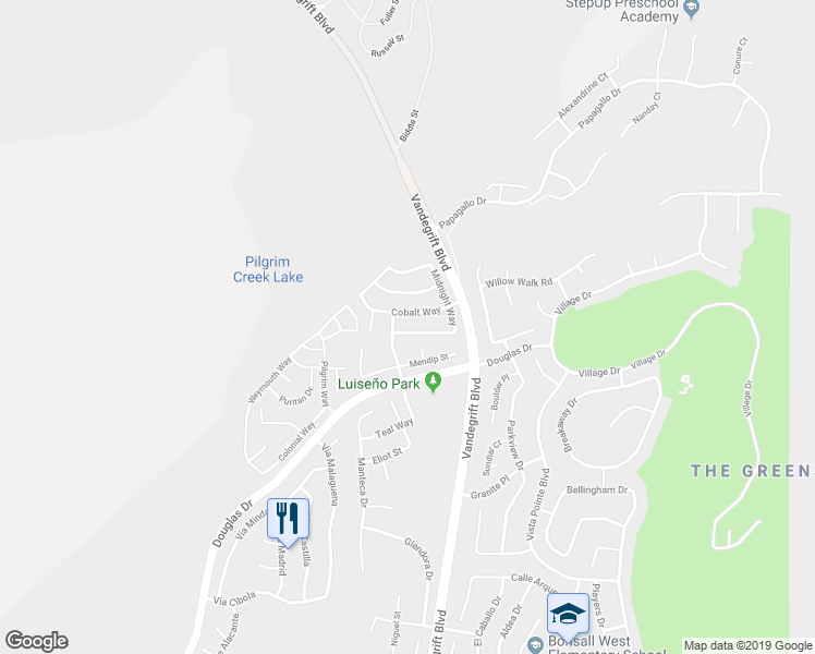 map of restaurants, bars, coffee shops, grocery stores, and more near 5189 Bluegrass Way in Oceanside