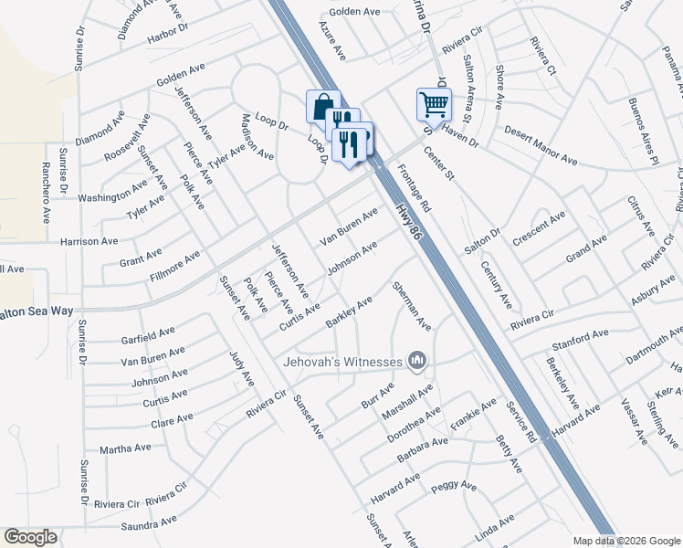 map of restaurants, bars, coffee shops, grocery stores, and more near 2016 Wilson Avenue in Thermal