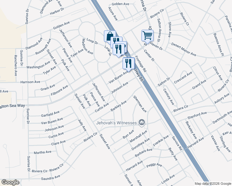 map of restaurants, bars, coffee shops, grocery stores, and more near 2016 Wilson Avenue in Thermal
